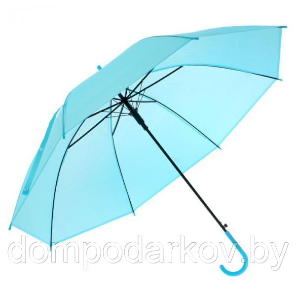Зонт-трость, полуавтоматический, R=46см, цвет голубой - фото 2 - id-p76560815