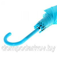 Зонт-трость, полуавтоматический, R=46см, цвет голубой, фото 3