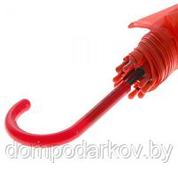 Зонт-трость, полуавтоматический, R=46см, цвет красный, фото 3