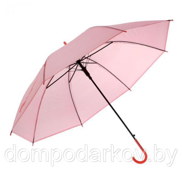 Зонт-трость, полуавтоматический, R=46см, цвет розовый - фото 2 - id-p76560819