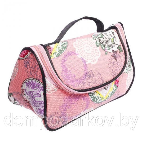 Косметичка-сумочка Кружева 20*11*12, отдел на молнии, с зеркалом, розовый