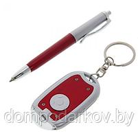 Набор подарочный 2 в 1: ручка и брелок - фонарик, красный, в блистере, фото 2