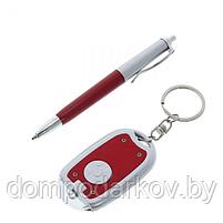 Набор подарочный 2 в 1: ручка, брелок с фонариком, красный, фото 2