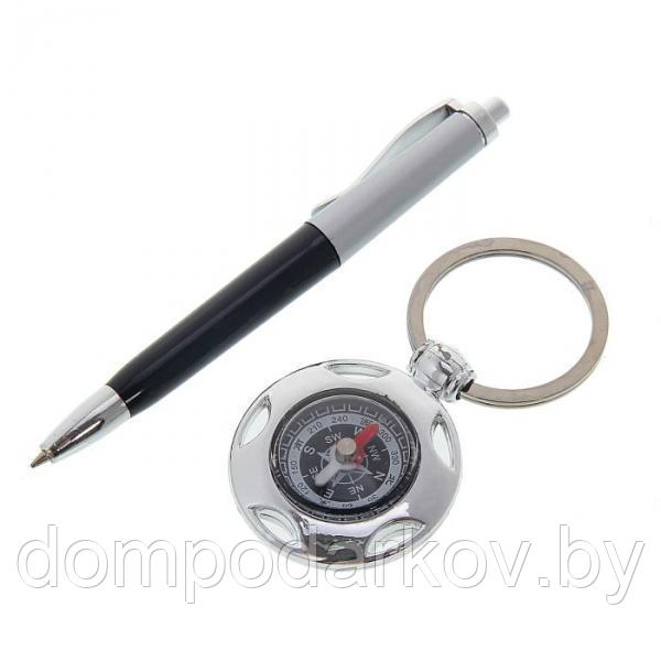Набор подарочный 2в1: ручка, брелок-компас, черный - фото 2 - id-p76561453