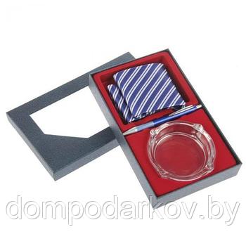 Набор подарочный 3в1 (галстук+пепельница+ручка), в карт коробке, 24*14,5*4см