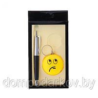 Набор подарочный 2в1: ручка,брелок-фонарик Смайлик, черный, фото 5
