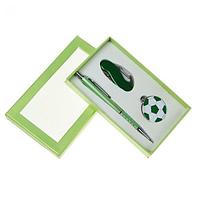 Набор подарочный 3в1 в карт.коробке (ручка+-брелок-мяч+нож с карабином) зеленый 8*16,5см