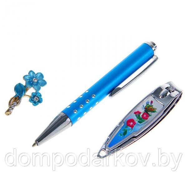 Набор подарочный 3в1: ручка, брошь, кусачки, цвет голубой - фото 2 - id-p76561462