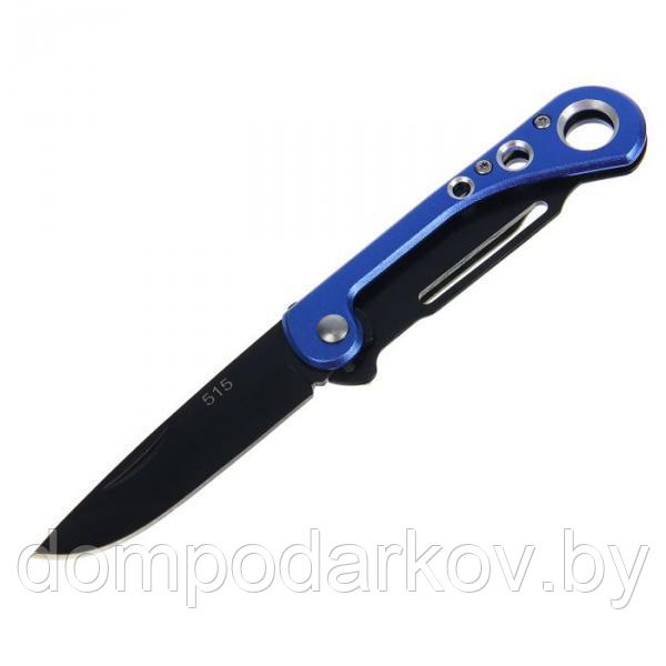 Нож перочинный лезвие drop-point черное 7см, рукоять Комби 3 отв синяя, креп на рем,16см - фото 1 - id-p76561519