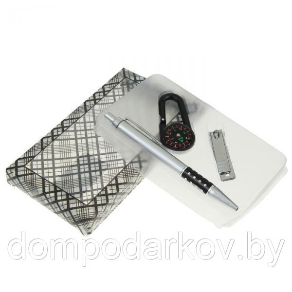 Подарочный набор, 3 предмета в коробке: ручка, брелок-компас с карабином, кусачки - фото 1 - id-p76561643
