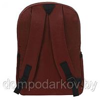 Рюкзак молодёжный "Однотонный", 1 отдел, 1 наружный и 2 боковых кармана, коричневый, фото 3