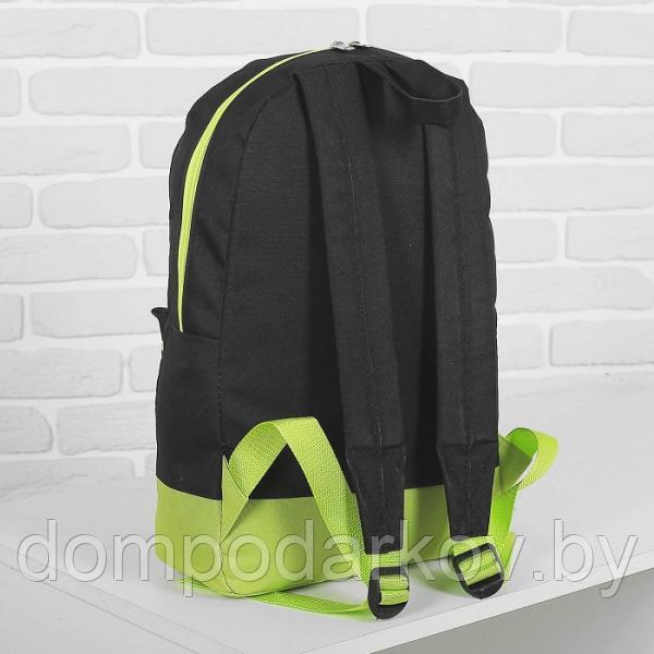 Рюкзак молодёжный на молнии Bagamas, 1 отдел, наружный карман, цвет чёрный/салатовый - фото 2 - id-p76561824