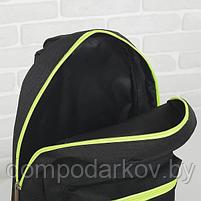 Рюкзак молодёжный на молнии Bagamas, 1 отдел, наружный карман, цвет чёрный/салатовый, фото 3