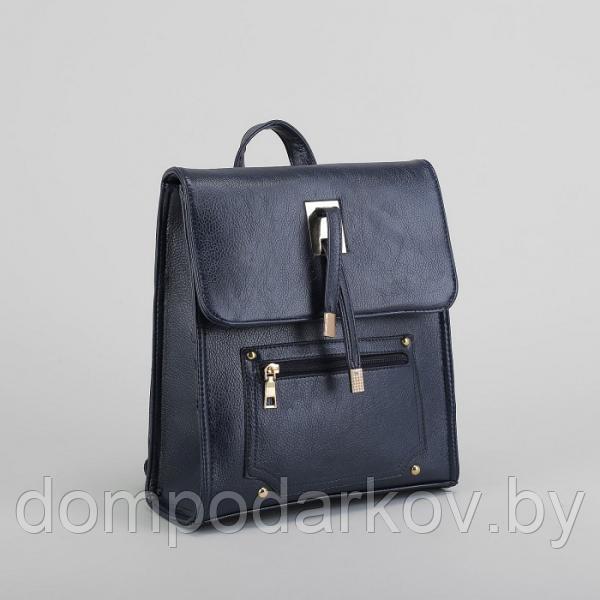 Рюкзак молодёжный на молнии, 1 отдел, 2 наружных кармана, цвет синий - фото 1 - id-p76561830