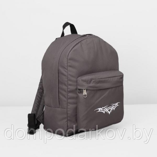 Рюкзак молодёжный на молнии, 1 отдел, наружный карман, цвет серый - фото 2 - id-p76561843