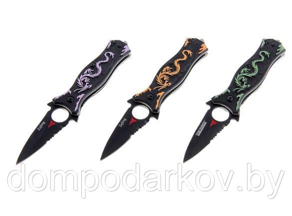 Сувенирный нож складной, рукоять черная, с драконом, цвета микс - фото 1 - id-p76562008