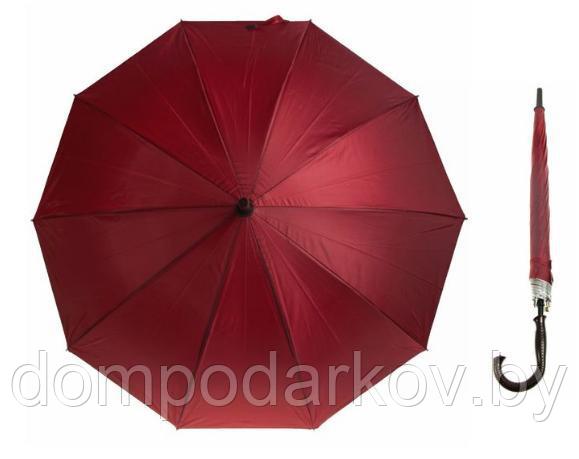 Зонт-трость, полуавтомат, R=56см, цвет бордовый
