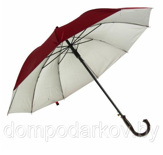 Зонт-трость, полуавтомат, R=56см, цвет бордовый - фото 2 - id-p76562368