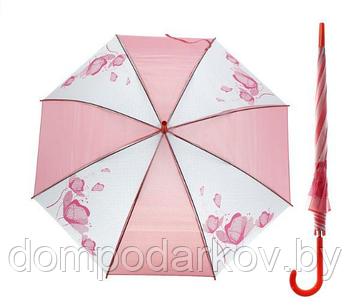 Зонт-трость, полуавтомат, R=55см, цвет розовый
