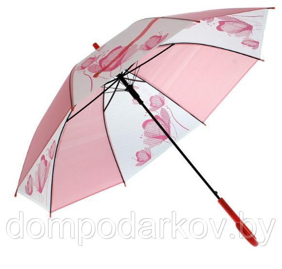 Зонт-трость, полуавтомат, R=55см, цвет розовый - фото 2 - id-p76562366