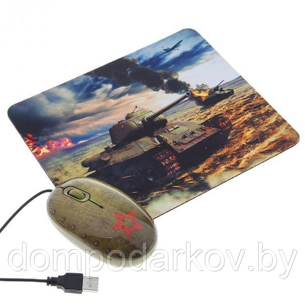 Мышь CBR Tank Battle, оптическая, проводная, 1200 dpi, с ковриком, USB - фото 1 - id-p76562457