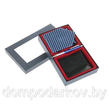 Набор подарочный 3в1 (галстук синий+ручка+кошелёк), в карт коробке, 24*14,5*4,5см
