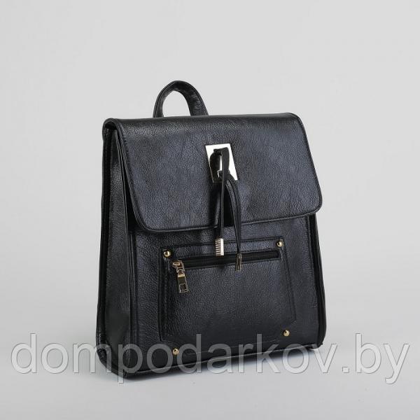 Рюкзак молодёжный на молнии, 1 отдел, 2 наружных кармана, цвет чёрный - фото 1 - id-p76562566