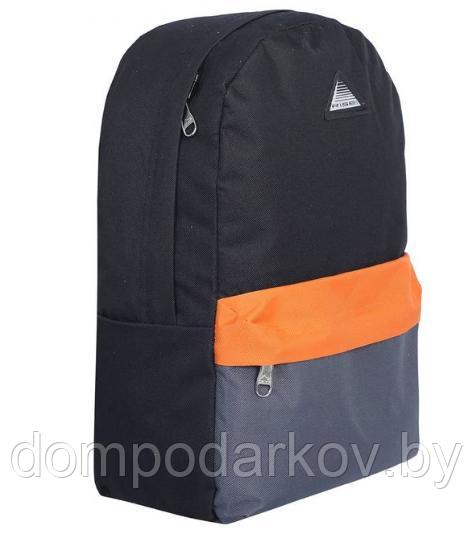 Рюкзак молодёжный на молнии, 1 отдел, наружный карман, цвет чёрный/оранжевый/серый - фото 2 - id-p76562570