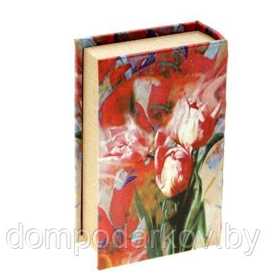 Сейф-книга "Красные тюльпаны", обита шёлком - фото 3 - id-p76562595