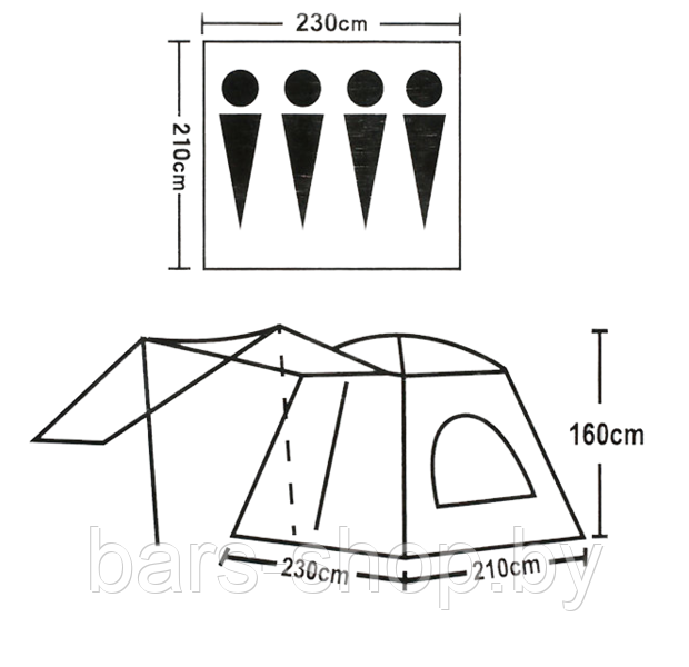 Палатка 4 местная LANYU туристическая 1908 - фото 3 - id-p76588718