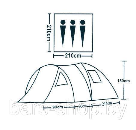 Палатка 3 местная LANYU LY-1912, Туристическая - фото 2 - id-p76591887