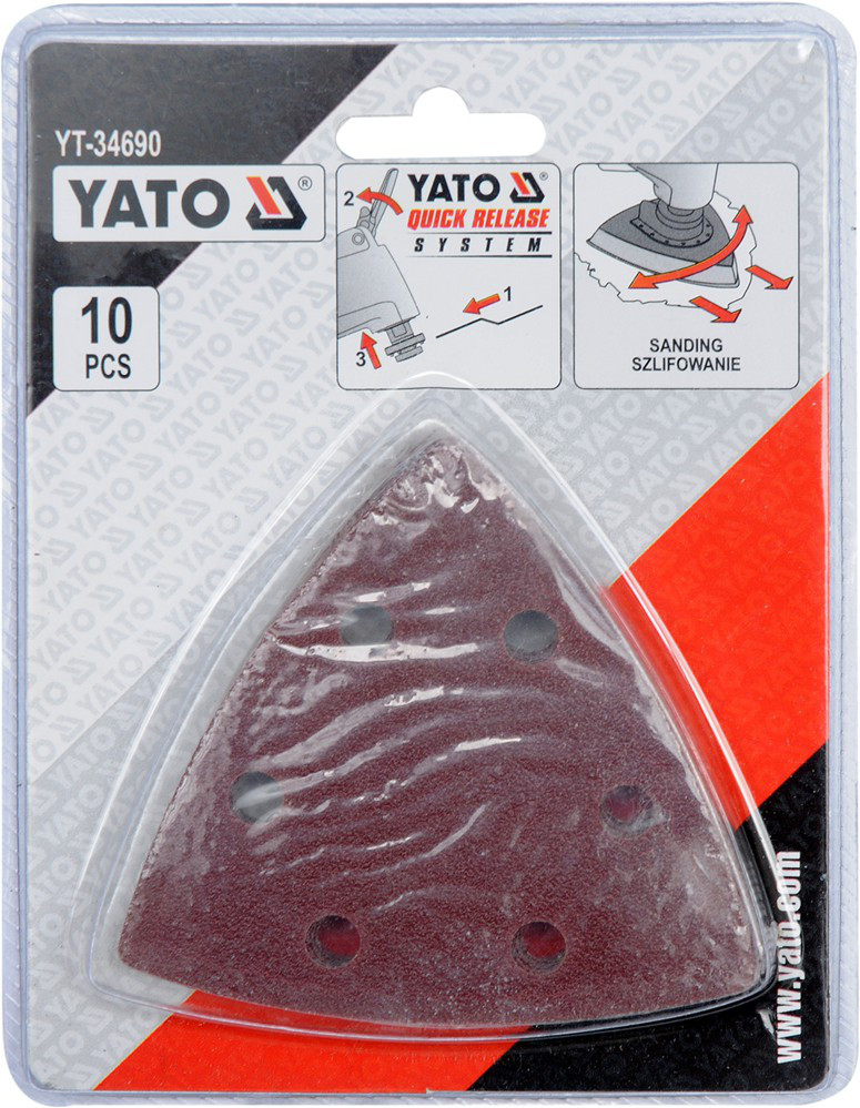 Треугольная шлиф.бумага на ткан.основе 90мм [10шт.]"Yato"YT-34690 - фото 3 - id-p76589371
