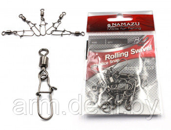 Вертлюг с застежкой Namazu ROLLING SWIVEL WITH NICE SNAP (уп.10шт.) - фото 1 - id-p76691090