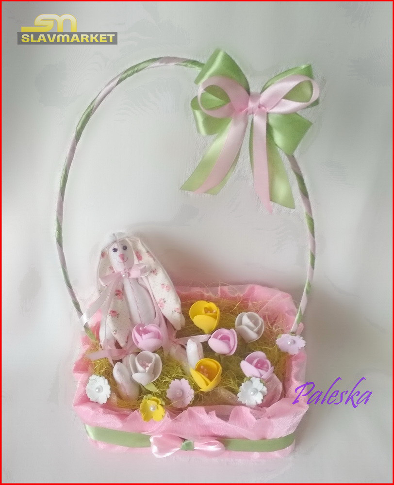 Букет-корзина с игрушкой, КР0107, розовый