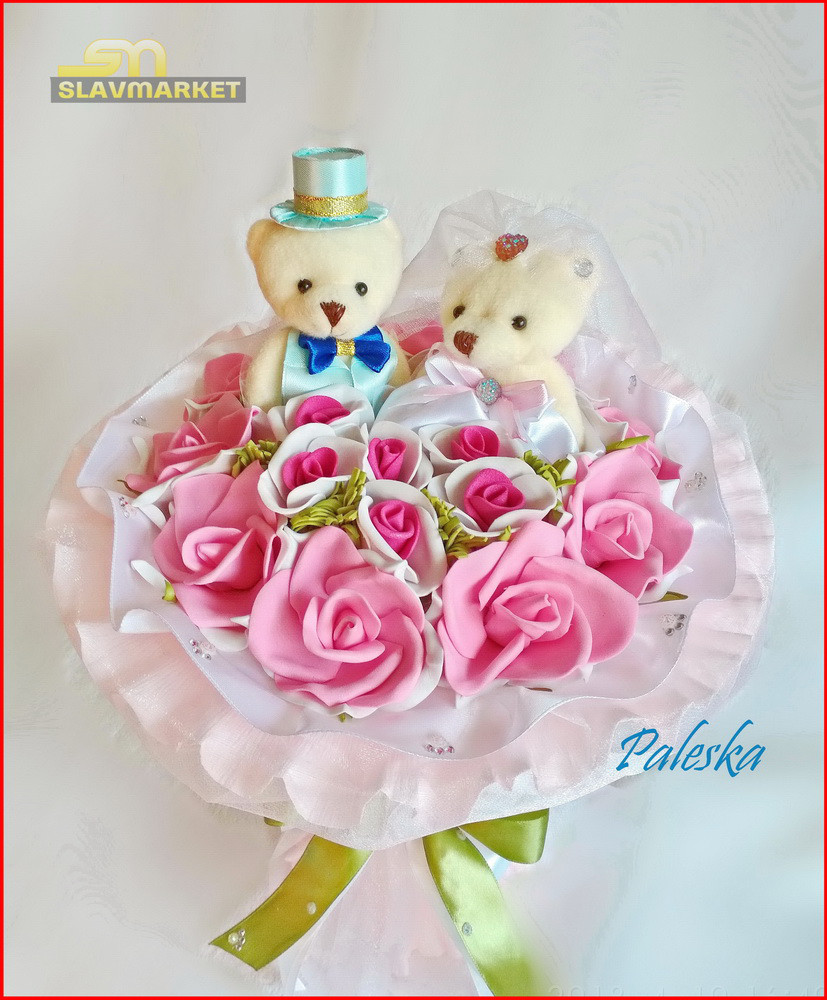 Букет из игрушек на свадьбу, СВ0215, (жених и невеста)