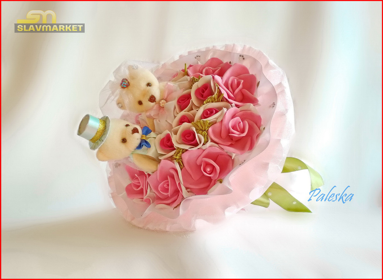 Свадебный Букет из игрушек, СВ0215, (жених и невеста)