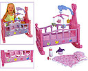 Детская игрушечная кроватка для кукол с музыкальной каруселью 661-03A, кукольная кроватка с каруселью, фото 2