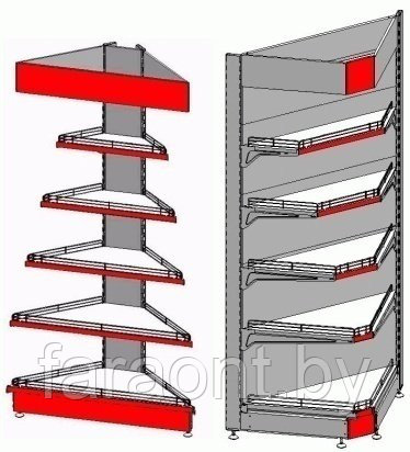 Стеллажи пристенные угловой, серии «Эконом»