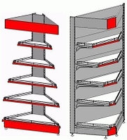 Стеллажи пристенные угловой, серии «Эконом»