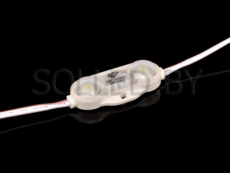 Светодиодный модуль SMD 2835, 2LED, 1W, 100Lm, IP67, White, линза 175 гр, LUX - фото 1 - id-p76815157