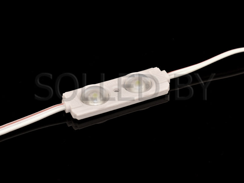 Светодиодный модуль LUX SMD 2835, 2LED, 0.72W, 70Lm, IP67, линза 170гр, White