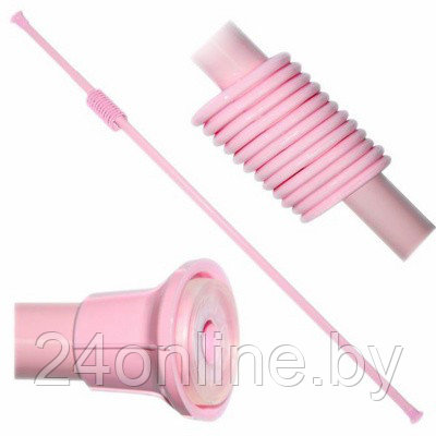 Карниз для ванной комнаты раздвижной 210 см с кольцами (розовый) - фото 1 - id-p76816344