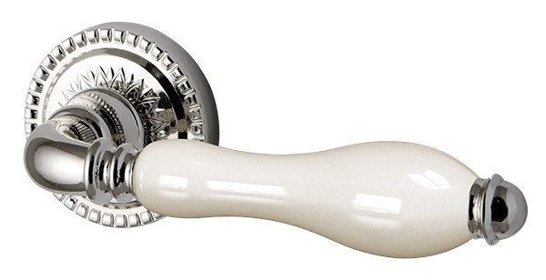 Дверная ручка Silvia (серебро 925 - бежевый фарфор)