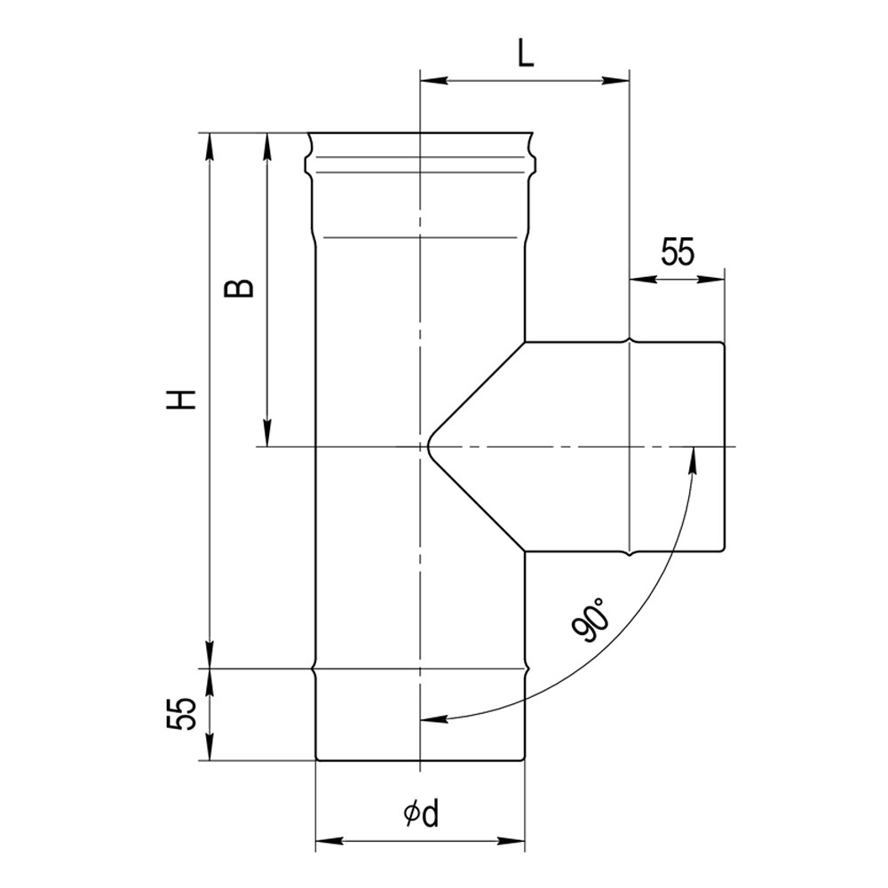 Тройник 90° отвод по конденсату (папа) для ревизии Ferrum 0,8 мм d - фото 2 - id-p76874133