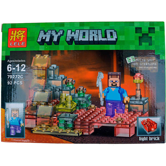 Конструктор Lele My World 79272ABCD прозрачный со светящимся блоком 4 вида (аналог LEGO Minecraft) 92-95 дет - фото 7 - id-p76882655
