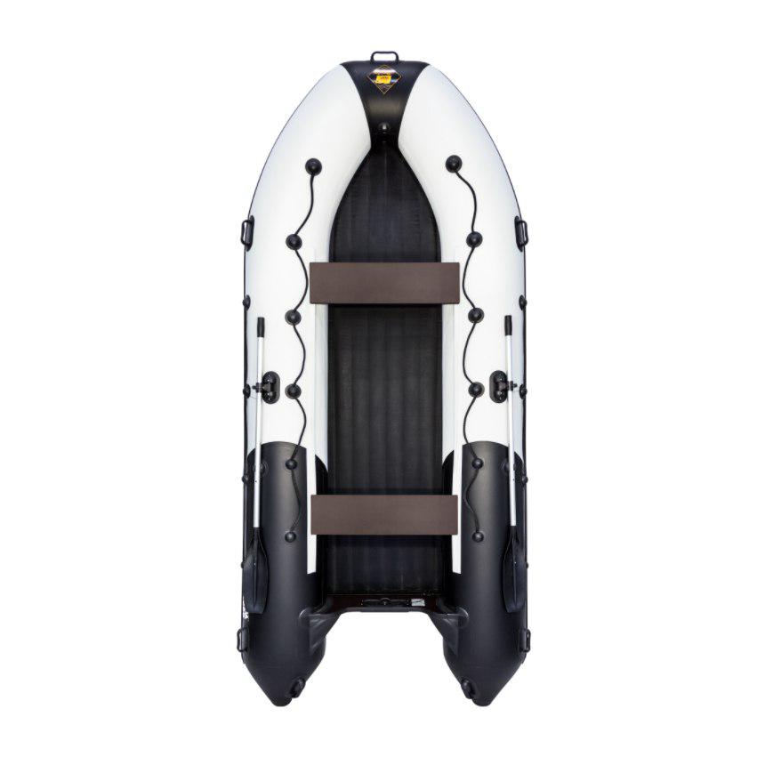 Надувная лодка Ривьера 4000 НДНД ГИДРОЛЫЖА "Комби" светло-серый/чёрный