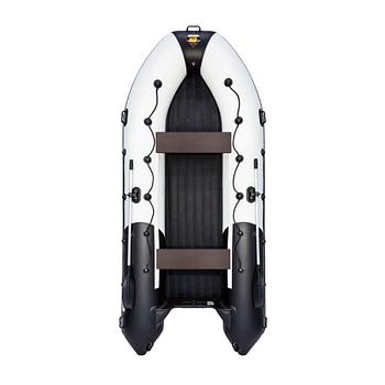 Надувная лодка Ривьера 4000 НДНД ГИДРОЛЫЖА "Комби" светло-серый/чёрный