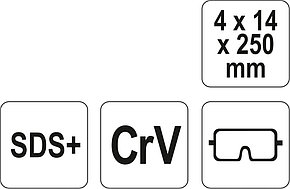 Зубило-пика SDS+ 4х14х250мм CrV "Yato" YT-4720, фото 2