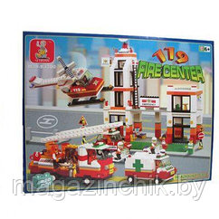 Конструктор M38-B3300 Sluban (Слубан) Пожарная станция (Спасатели) 830 дет. аналог Лего (LEGO) купить в Минске