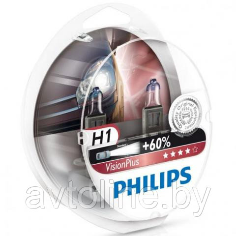 Автомобильная лампа H1 Philips VisionPlus +60% (комплект 2 шт) 12258VPS2 - фото 2 - id-p76869460